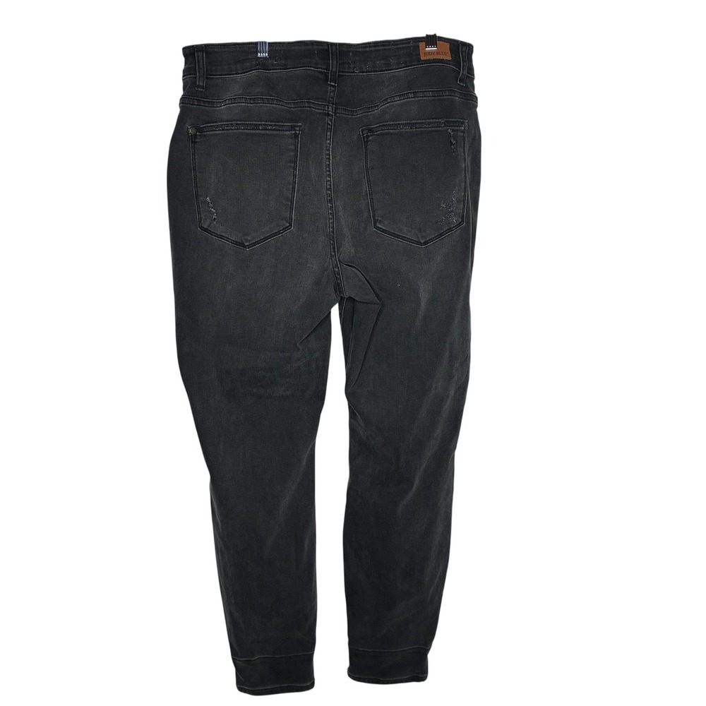 Judy Blue Womens 18W Black Jeans Distressed Plaid Patch Skinny‎ High Rise Denim - Picture 5 of 9